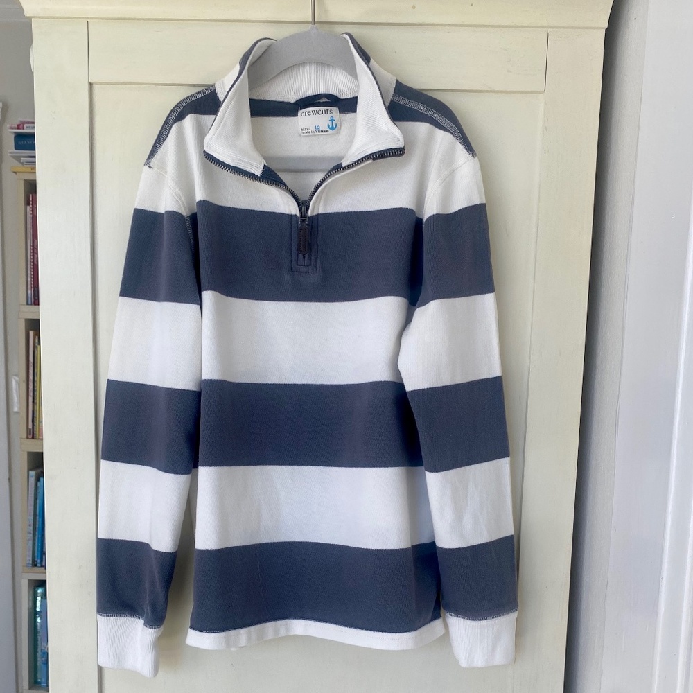 Boy's Crewcuts 1/2 Zip Top Cream/Grey, size 12
